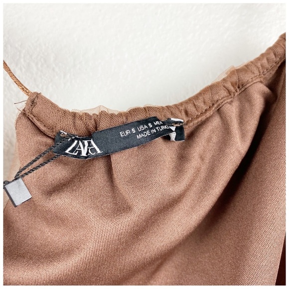 NWT Zara Blogger’s Favorite Brown Tulle One Shoulder Dress Size Small‎ - Picture 12 of 15